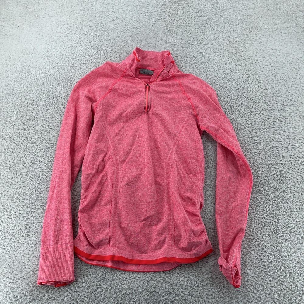 Athleta 1/4 Zip Pullover Womens Small Pink Running Workout‎ Gym Thumbhole Sleeve